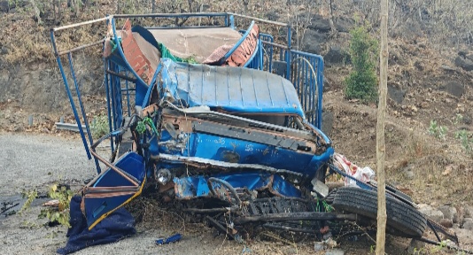 पर्यटन नगरी मांडू के तारापुर घाट में ब्रेक फेल होने की वजह से आईसर  2 हजार फीट गहरी खाई में गिरा ड्राइवर नरेंद्र अलावा 30 वर्ष की मौत*