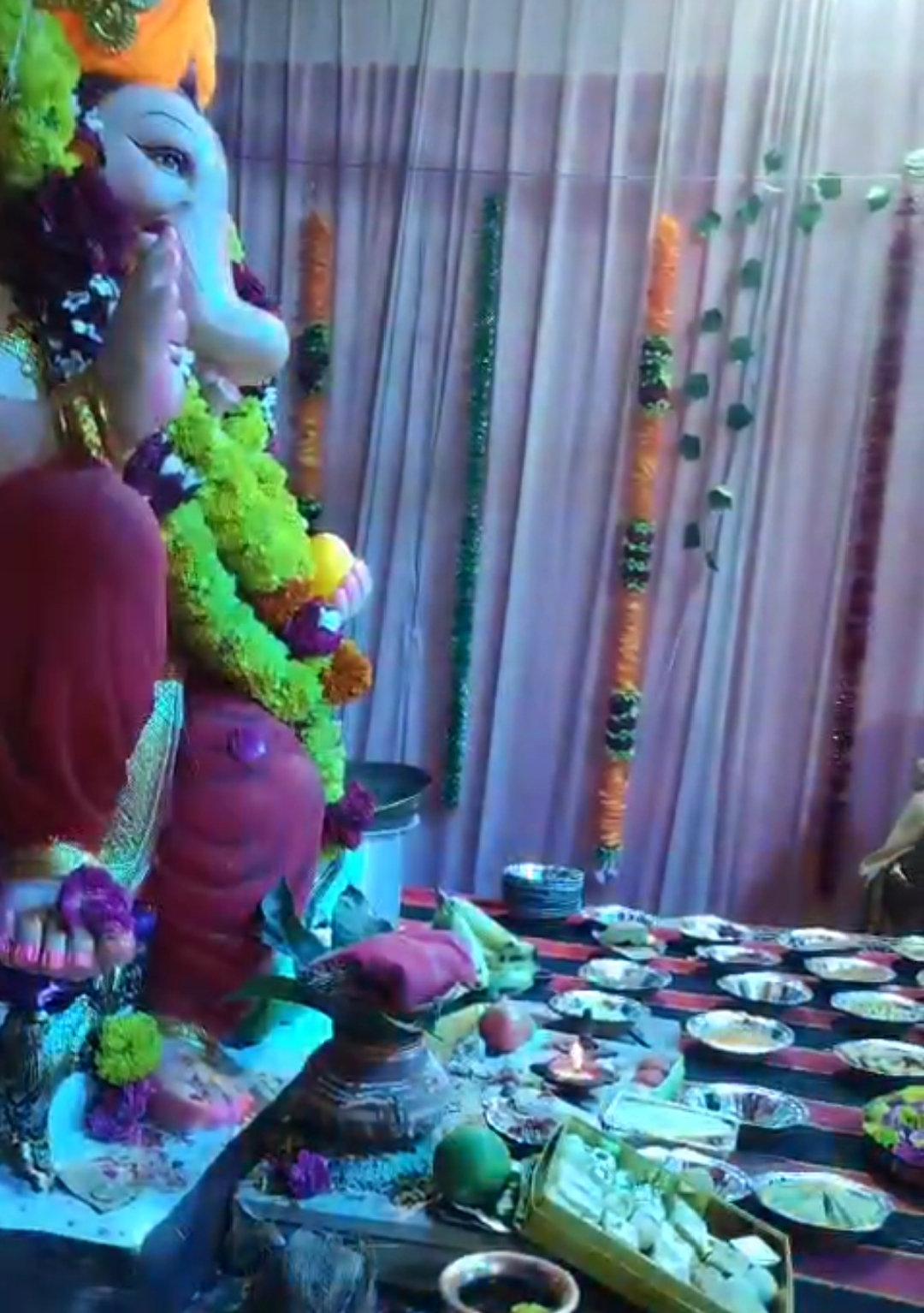 इंदौर नगर की सिंगापुर टाउन सिटी ब्रिटिश पार्क फेस 1 में नागेश्वर महादेव मंदिर प्रांगण में विराजित गणपति बप्पा को लगाया छप्पन भोग